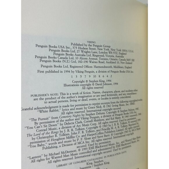 INSOMNIA by Stephen King Vintage 1994 Viking Hardcover Book Horror Suspense - Picture 10 of 12